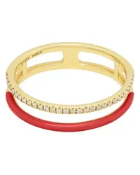 PERSEE Roter Ring Enamel mit Doppelring und eingefasstem Diamanten Gold