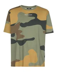 Balmain T-Shirt mit Tarn-Printmotiv Green