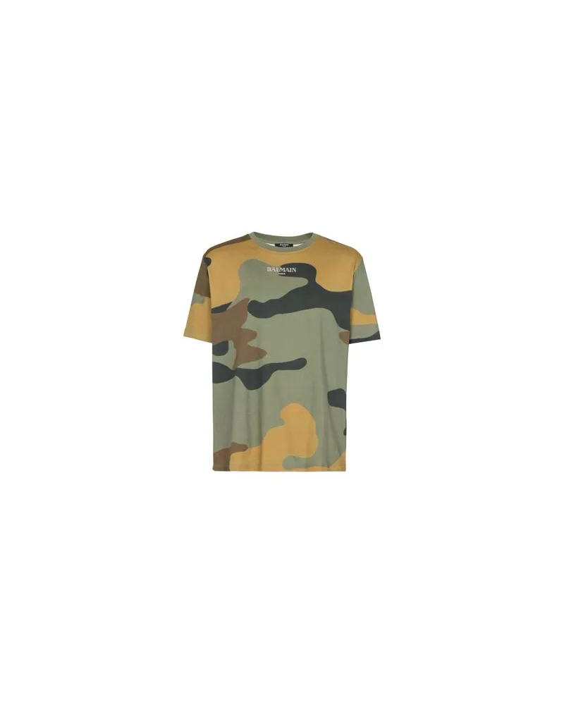 Balmain T-Shirt mit Tarn-Printmotiv Green