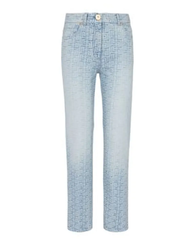 Balmain Gerade Jeans mit Monogramm Blue