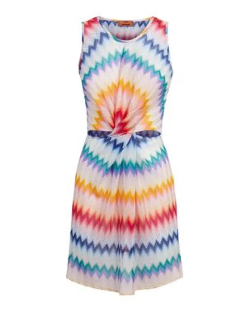 Missoni Kurzes Strandkleid mit Torchon-Ausschnitt und Zickzack-Print Multicolor