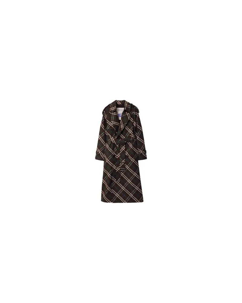 Burberry Langer Trenchcoat mit Check-Revers Grey