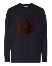 Moncler Langärmeliges T-Shirt mit Print Navy