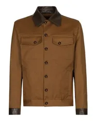 Dolce & Gabbana Jacke mit Lederbesätzen Brown