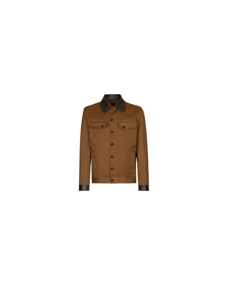 Dolce & Gabbana Jacke mit Lederbesätzen Brown