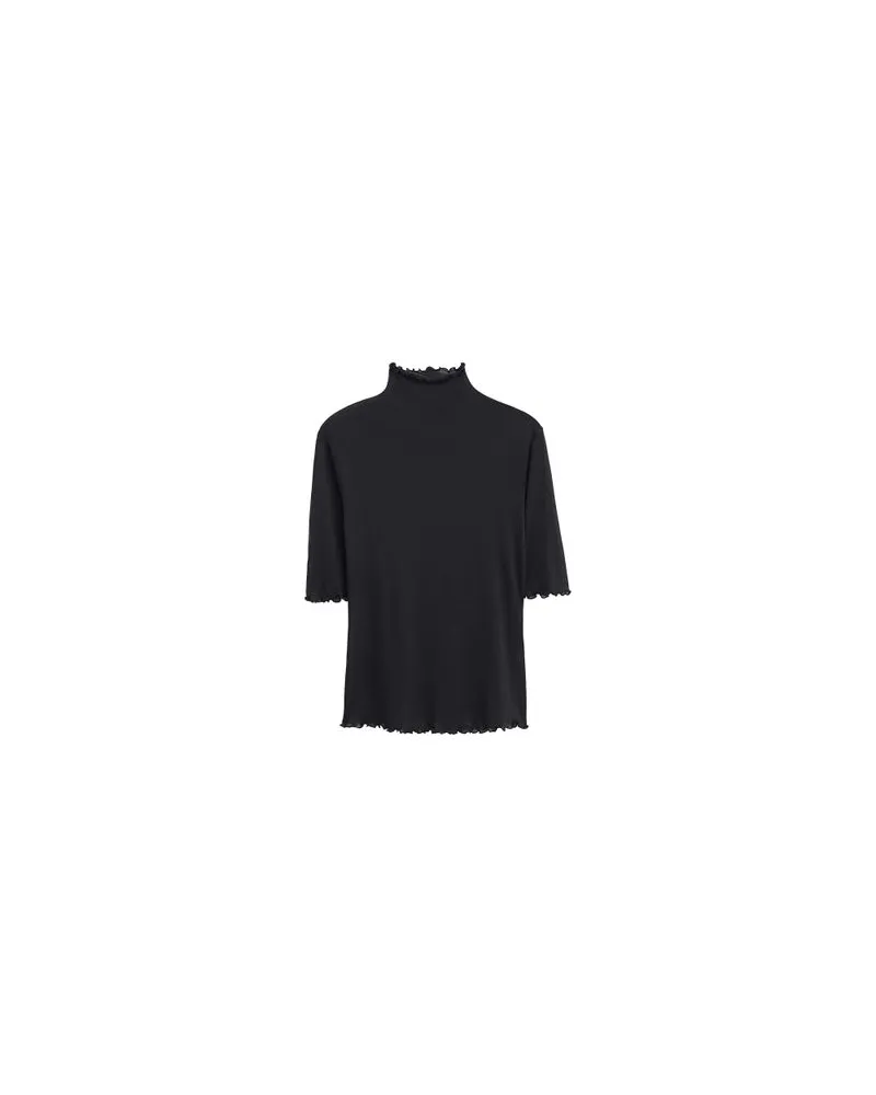 Filippa K Stehkragen-Top mit Rüschendetails Black