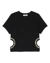 Sandro T-Shirt mit Strass-Verzierung Black