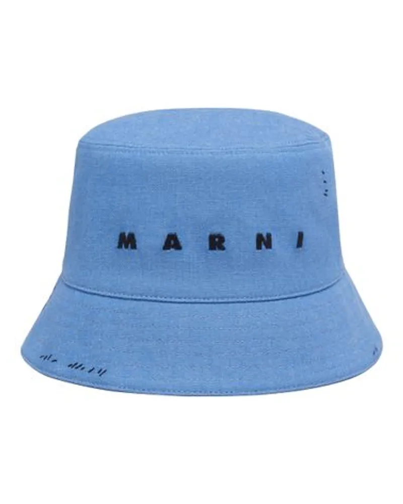 Marni Bucket Hat mit Marni-Flickenlogo Blue
