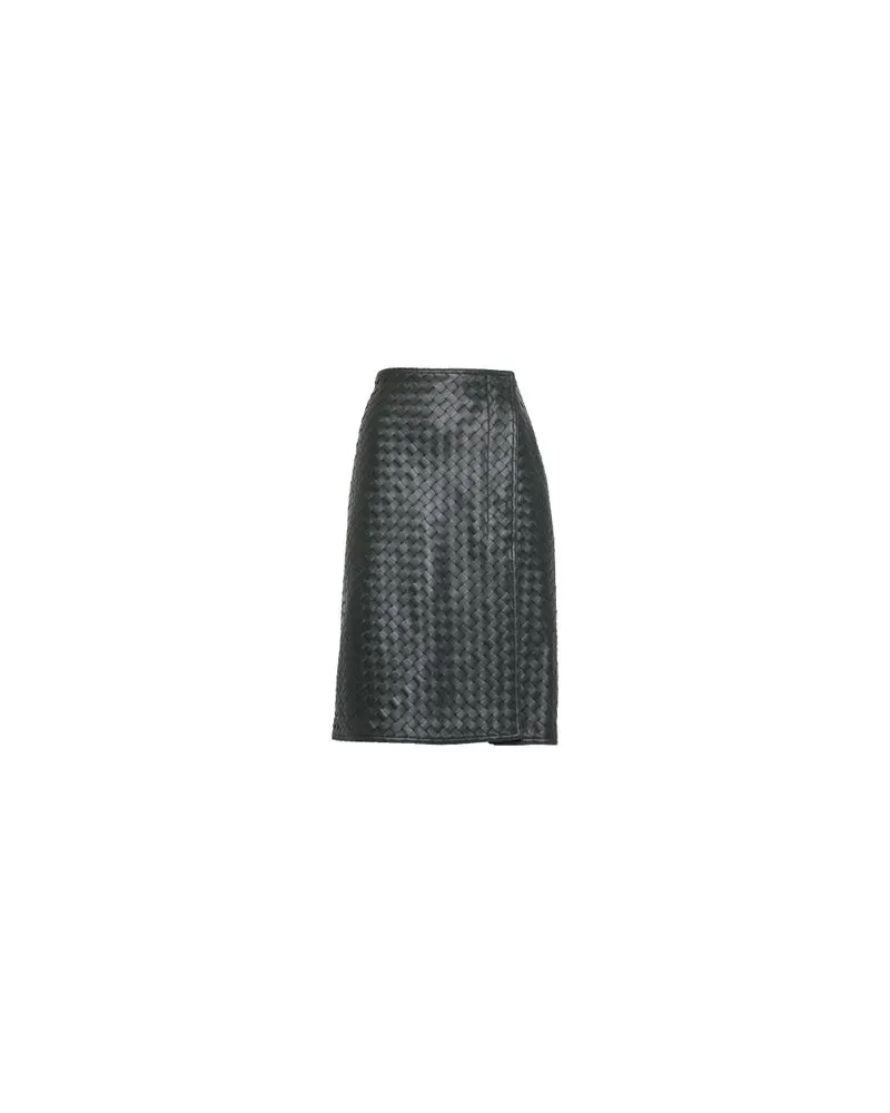 Bottega Veneta Lederrock aus Intrecciato Green