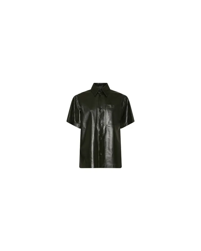 Bottega Veneta Lederrock aus Intrecciato Green