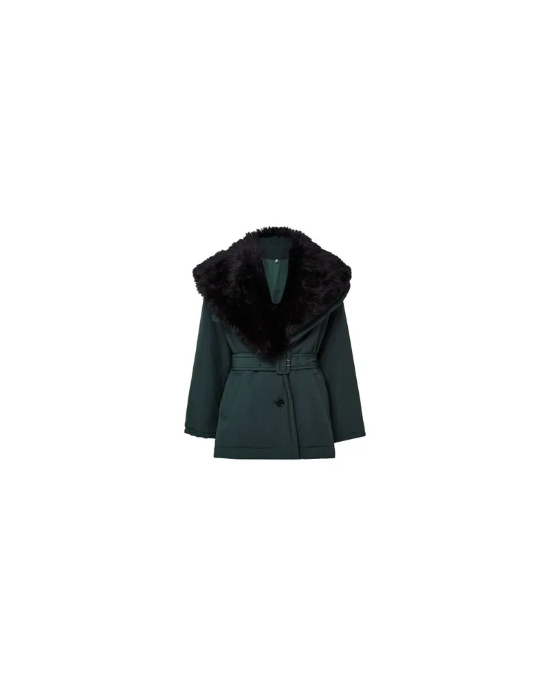 Chloé Fur collared belted coat Green
