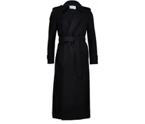 Doppelt gesteppter langer Trenchcoat aus gepresster Wolle