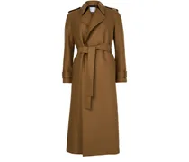 Doppelt gesteppter langer Trenchcoat aus gepresster Wolle