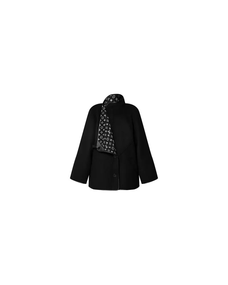 Louis Vuitton Doubleface Mantel mit Karabinerhaken an der Vorderseite Black