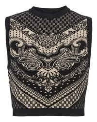 Balmain Strick-Tanktop mit Monogramm und Paisleymuster Black