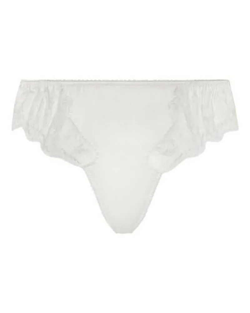 Dolce & Gabbana Satin-Tanga mit Spitzenverzierung White