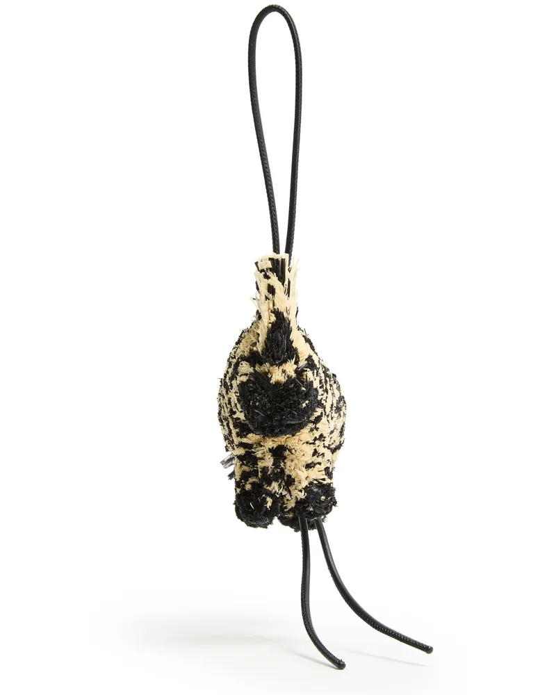 Loewe Taschenschmuck Zebra aus Raffia und Kalbsleder Beige