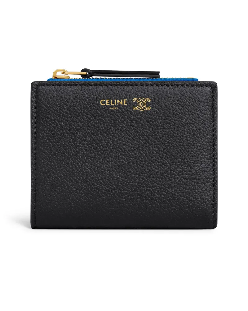Celine Kompakte brieftasche aus geschmeidigem genarbtem kalbsleder Black