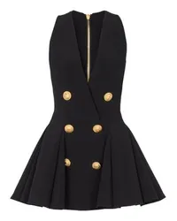 Balmain Ausgestelltes Kleid mit Falten Black