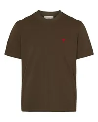 AMI Paris Kurzarm-T-Shirt Ami de Cœur Brown