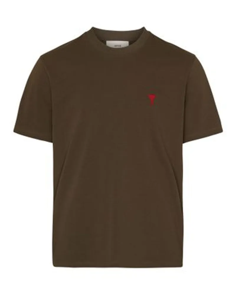 AMI Paris Kurzarm-T-Shirt Ami de Cœur Brown