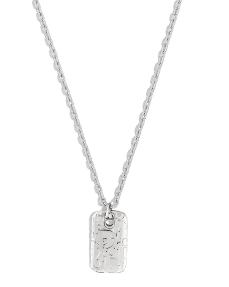 Dior Halskette mit  Oblique Plakettenanhänger Silver