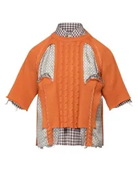 Maison Margiela Gespleißtes Hemd mit Gingham-Karo Orange