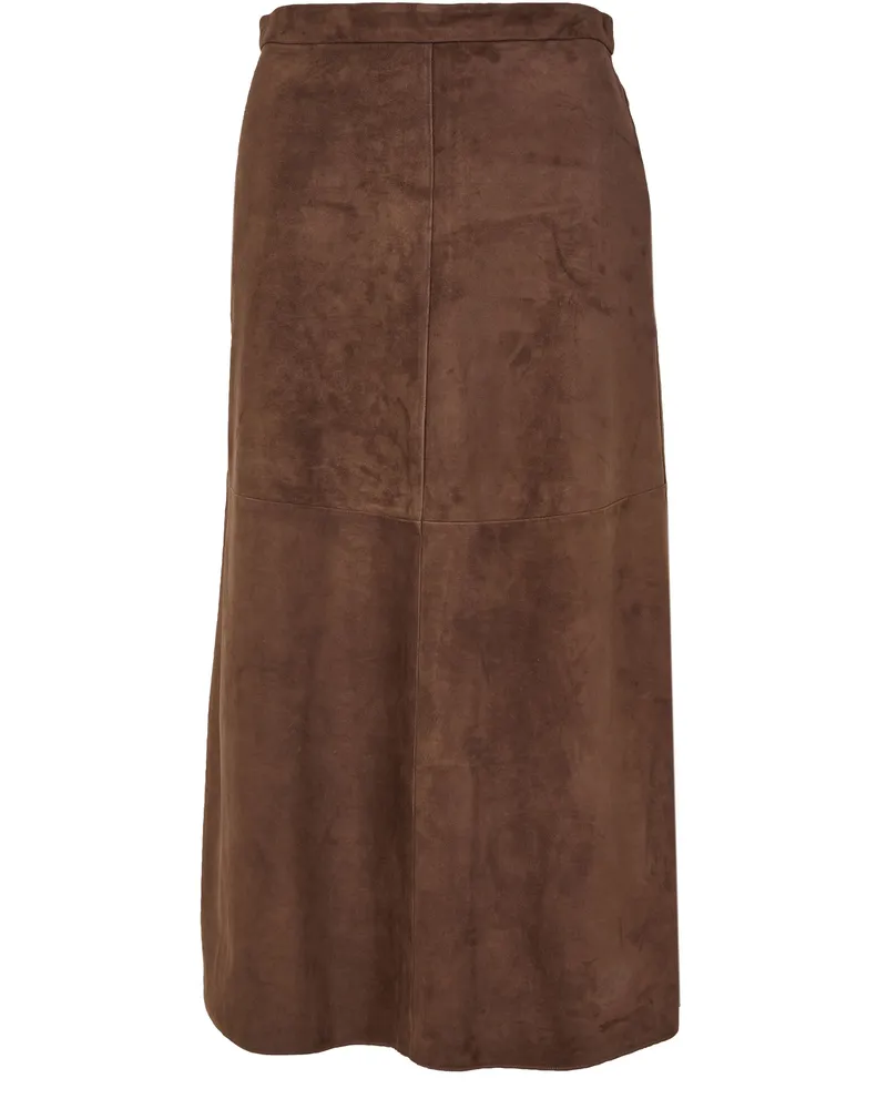 Max Mara Midi-Rock Cipria aus Veloursleder 
