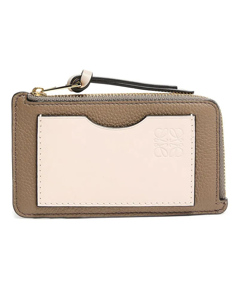 Loewe Karten- und Münzhalter aus weichem, genarbtem Kalbsleder Beige
