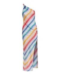 Missoni Langes One-Shoulder-Strandkleid mit Zickzack-Print Multicolor