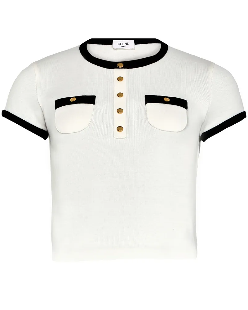Celine Verkürztes t-shirt aus baumwolljersey 