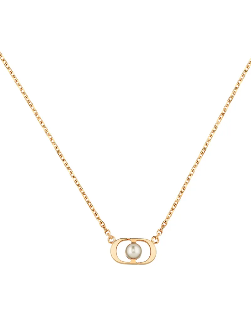 Dior Petit CD Jolie Halskette Metall mit Gold-Finish und Kunstharzperle 