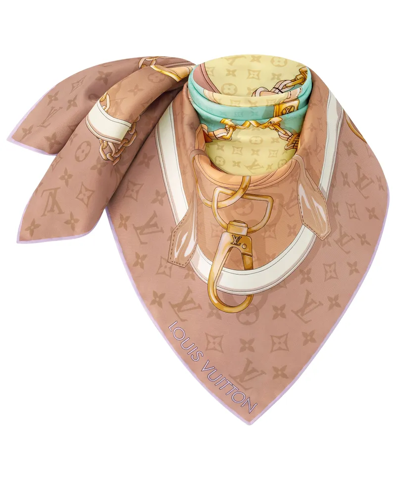 Louis Vuitton Flower And Straps Carré 70 Beige