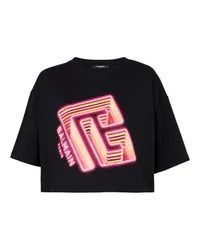 Balmain Kurzes T-Shirt mit Neon-Print Black