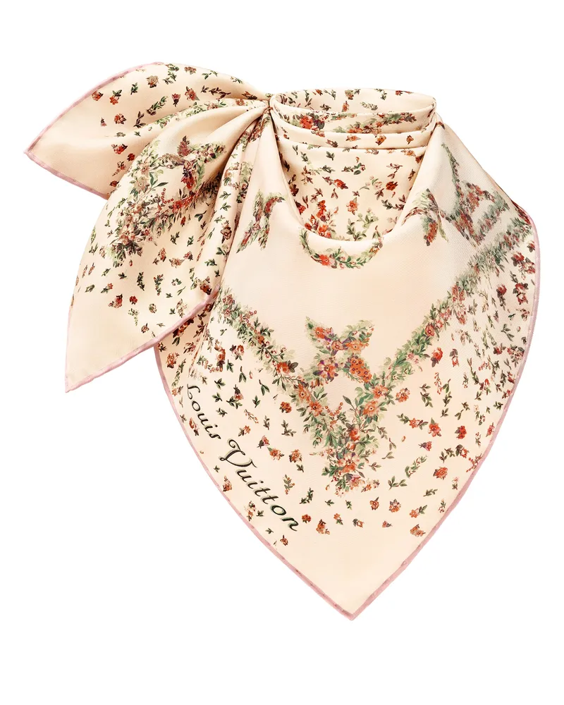 Louis Vuitton Monogram Flowers Carré 90 Beige