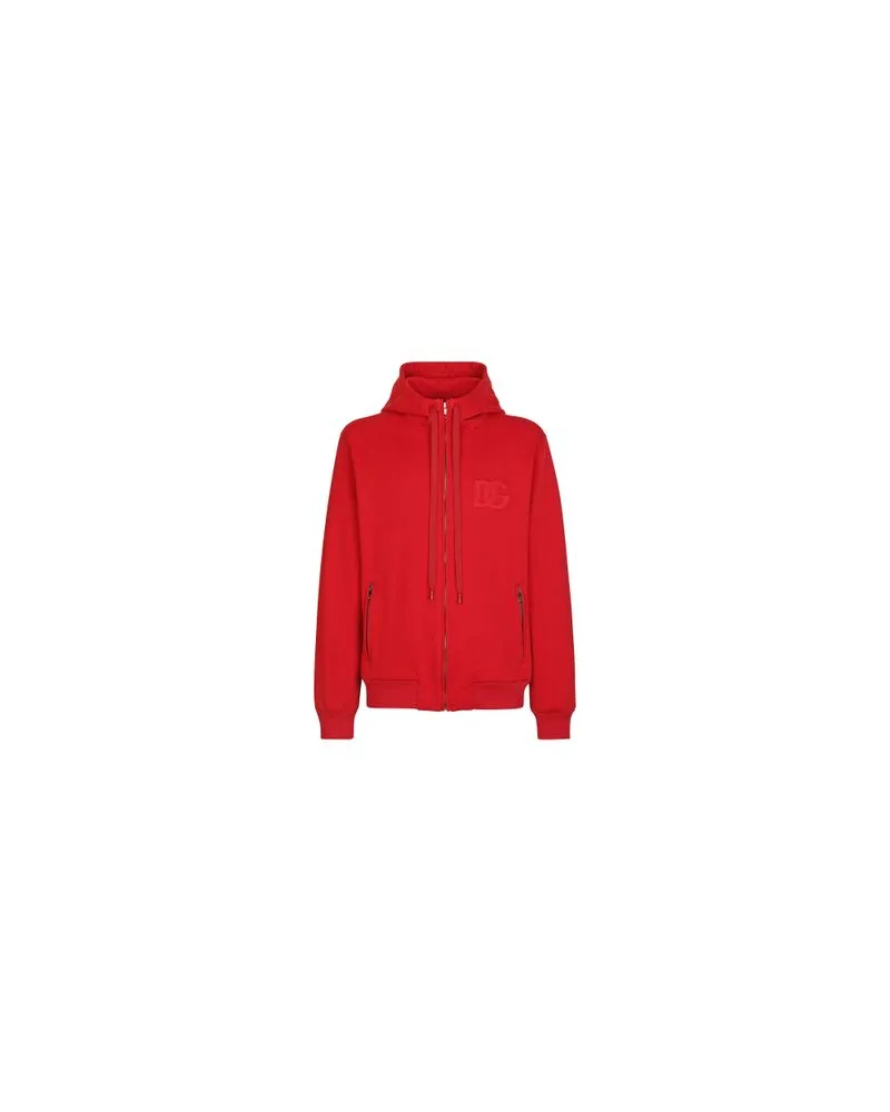 Dolce & Gabbana Hoodie mit Reißverschluss und Stickerei Red