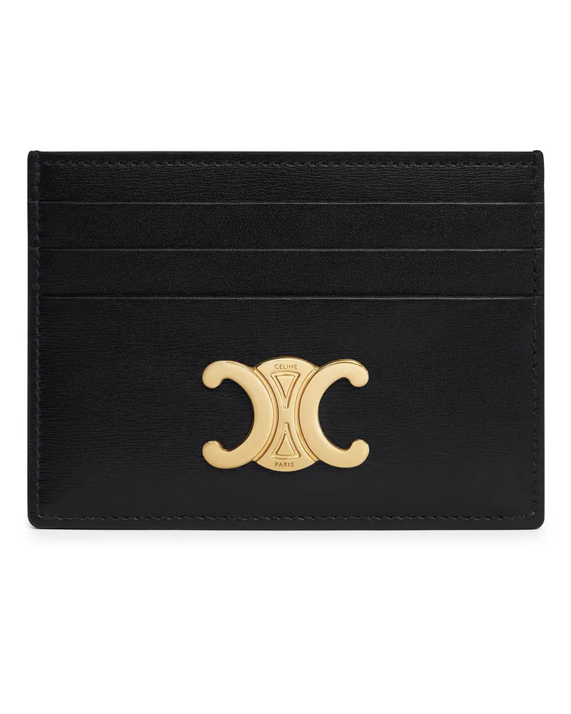 Celine Kartenetui triomphe aus glänzendem kalbsleder Black