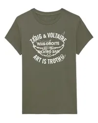 Zadig & Voltaire Kurzarm-T-Shirt Walk Blason Wings Green