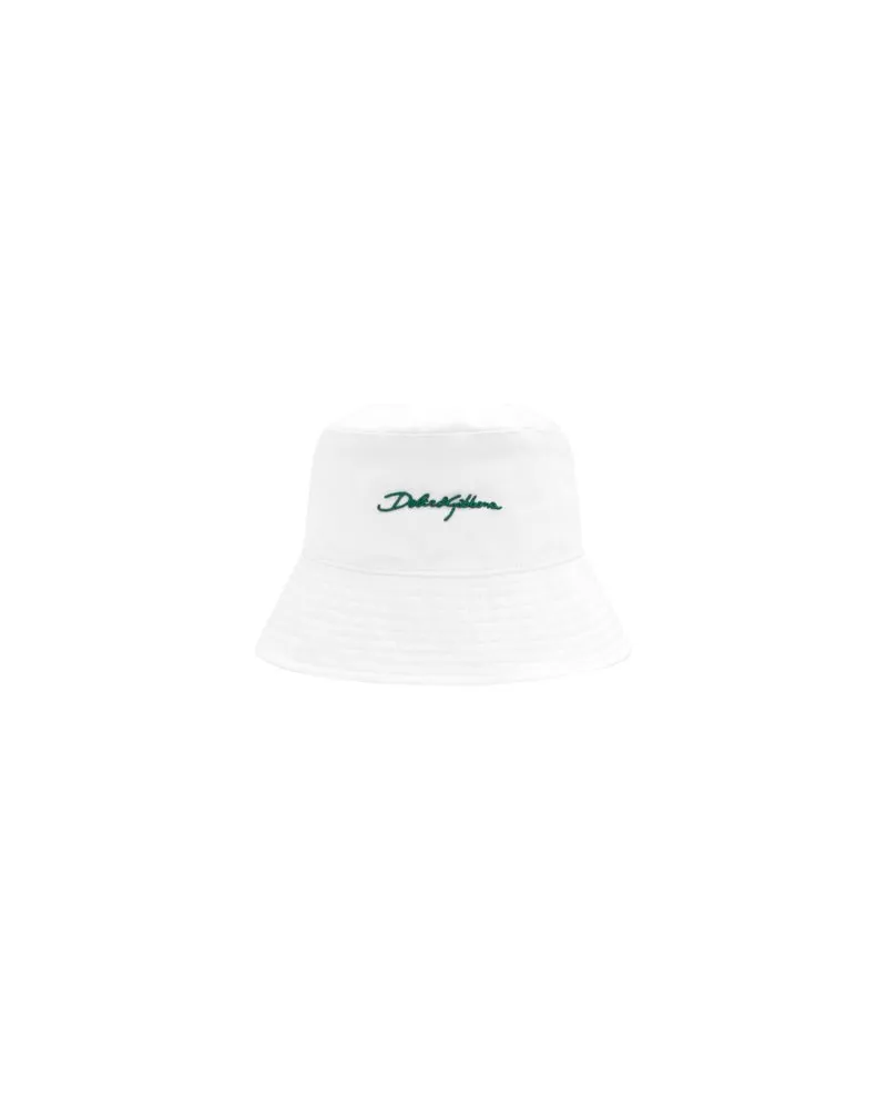 Dolce & Gabbana Bucket Hat mit Logo White