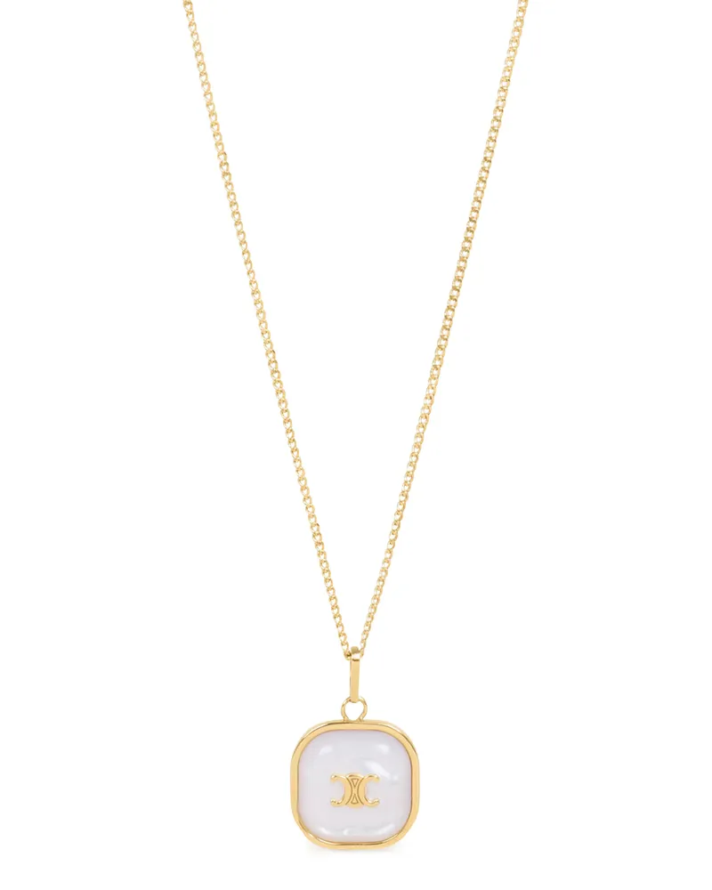 Celine Triomphe prendant halskette aus perlmutt und messing mit gold-finish 