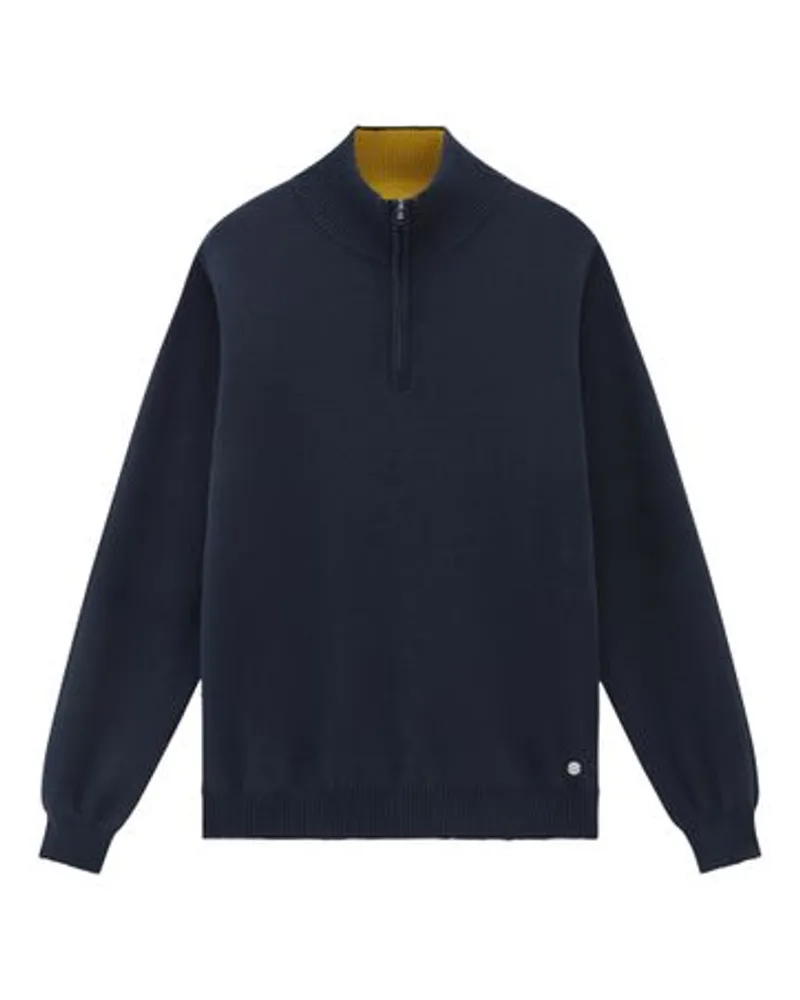 Woolrich Rollkragenpullover mit halbem Reißverschluss Blue