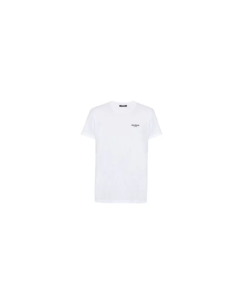 Balmain Beflocktes T-Shirt Balmain White