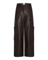 KHAITE Lederhose mit geradem Bein Caiton Brown