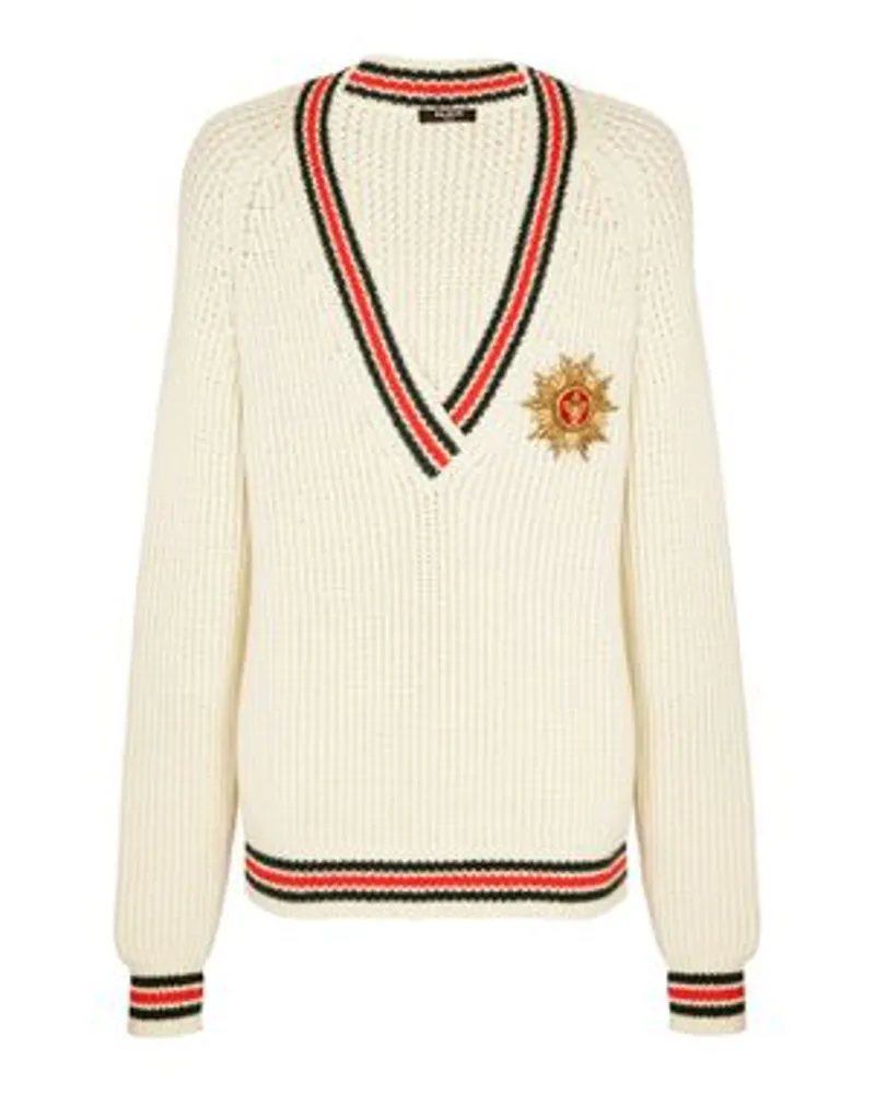 Balmain Strickpullover Ecusson White