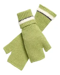 Barrie Fingerlose Kaschmir-Handschuhe mit Faux-Shearling-Design White