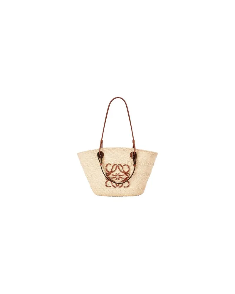 Loewe Anagram basket in Iraca palm and calf leather Brown