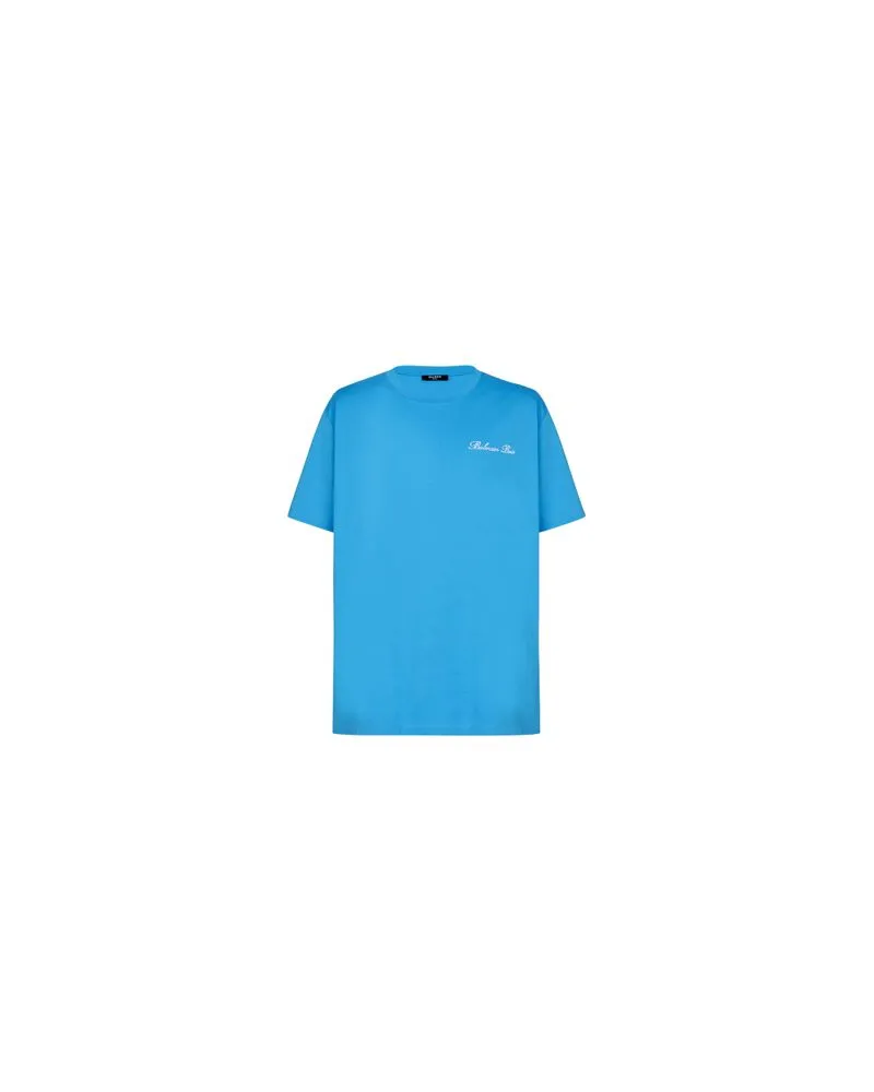 Balmain Weites T-Shirt mit Logo Blue