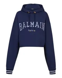 Balmain Kapuzensweatshirt mit Vichy-Details Blue