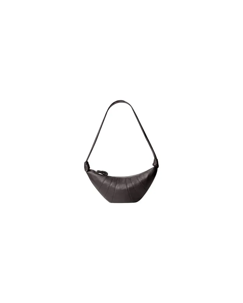 Christophe Lemaire MittelgroÃŸe Tasche aus genarbtem Leder Croissant Brown