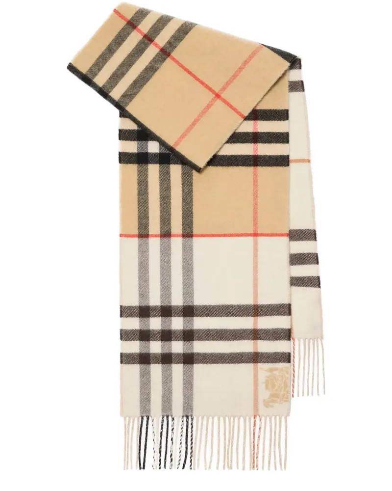 Burberry Kaschmirschal in kontrastierendem Check Beige